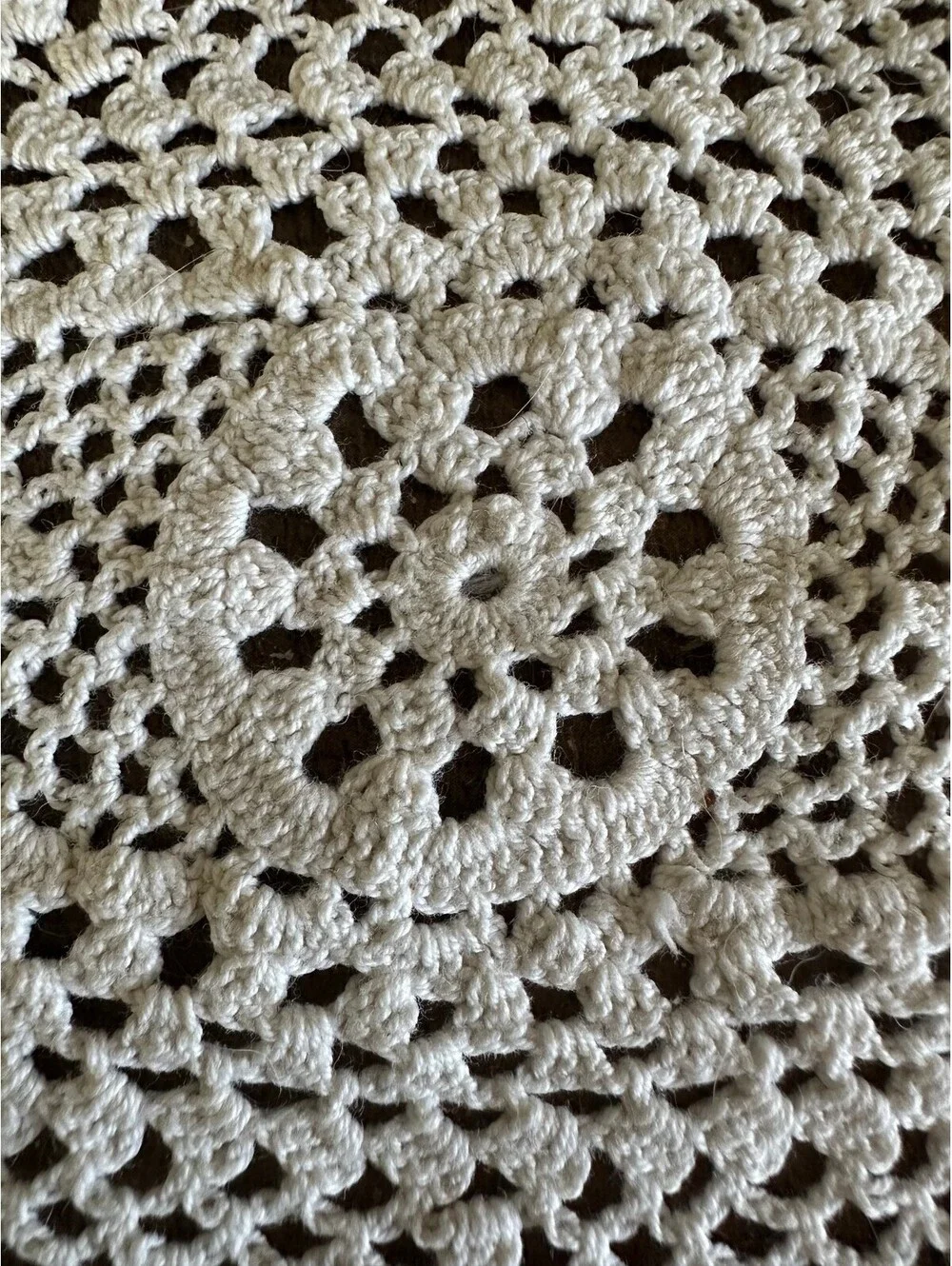 Hand Crocheted Oval Doily Ivory Floral Scalloped Lace Table Mat 12x6